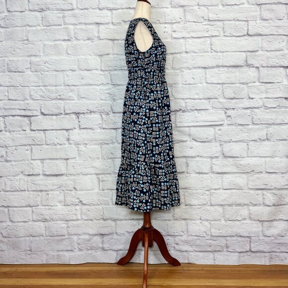 NYLAND Navy Blue Cotton Floral Midi Dress - Picture 3 of 6